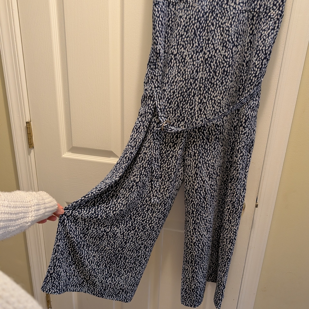 Stylish Blue and White Jumpsuit